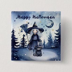 Macaron Carré 5 Cm Bouton Halloween Aquarelle personnalisable