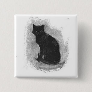 Macaron Carré 5 Cm Bouton Halloween Chat Noir