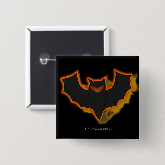 Macaron Carré 5 Cm Bouton Halloween Chauve-souris effrayante | Thème 