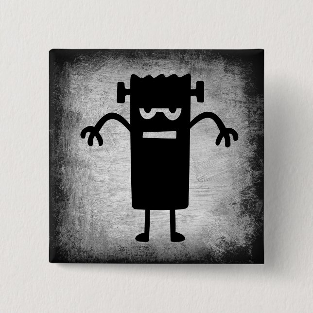 Macaron Carré 5 Cm Bouton Halloween Frankenstein (un peu effrayant) (Devant)