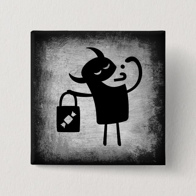 Macaron Carré 5 Cm Bouton Halloween Monster Trick ou Traiter (Devant)