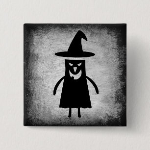 Macaron Carré 5 Cm Bouton Halloween Witch (un peu effrayant)