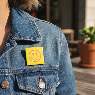 Macaron Carré 5 Cm Bouton Heureux