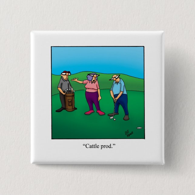 Macaron Carré 5 Cm Bouton Hilarious Humour Golf Cadeau (Devant)