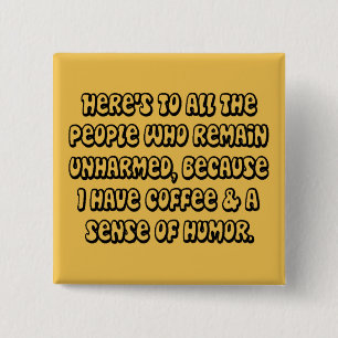 Macaron Carré 5 Cm Bouton Humour café