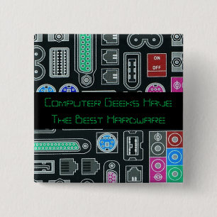 Macaron Carré 5 Cm Bouton Humour Geek de l'ordinateur