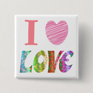 Macaron Carré 5 Cm Bouton I Heart Love