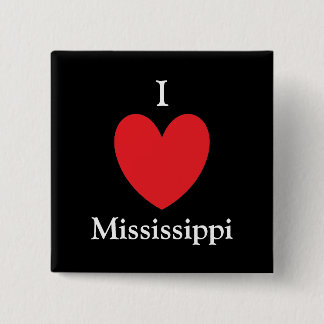 Macaron Carré 5 Cm Bouton I Heart Mississippi