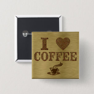 Macaron Carré 5 Cm Bouton I Love Coffee