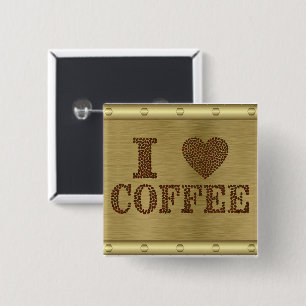 Macaron Carré 5 Cm Bouton I Love Coffee
