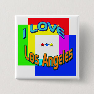 Macaron Carré 5 Cm Bouton "I LOVE Los Angeles Coloring 1"