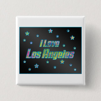Macaron Carré 5 Cm Bouton I Love Los Angeles Smile Stars