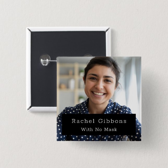 Macaron Carré 5 Cm Bouton ID photo du visage (Devant & derrière)