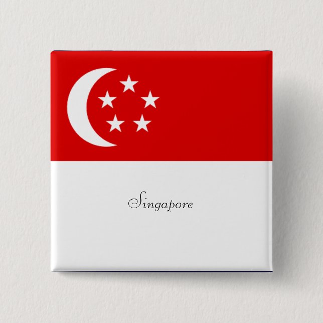Macaron Carré 5 Cm Bouton indicateur Singapour/broche d'ordinateur po (Devant)