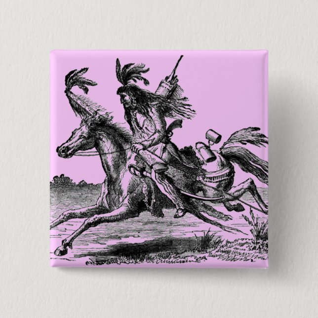 Macaron Carré 5 Cm Bouton indien Horseback (Devant)