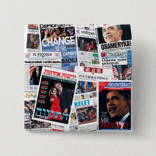 Macaron Carré 5 Cm Bouton international de titres d'Obama