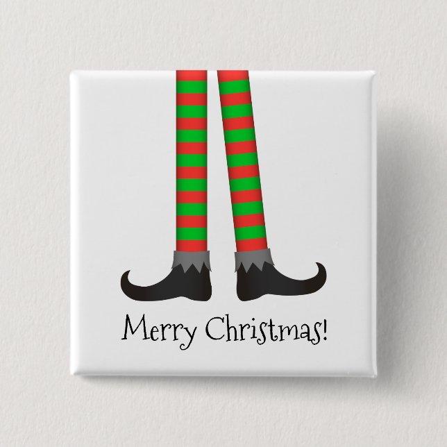 Macaron Carré 5 Cm Bouton Jambes elfes de Noël - Costume rayé (Devant)