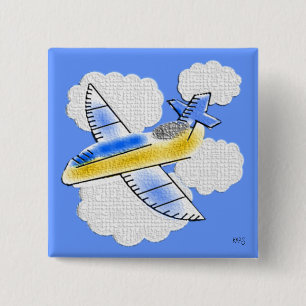 Macaron Carré 5 Cm Bouton Jet Plane