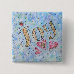 Macaron Carré 5 Cm Bouton "Joie"