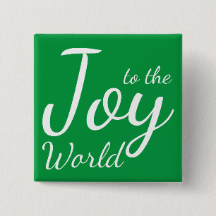 Macaron Carré 5 Cm Bouton Joy to the World Green Holiday