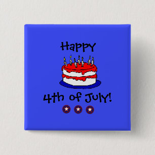 Macaron Carré 5 Cm Bouton Joyeux 4 juillet