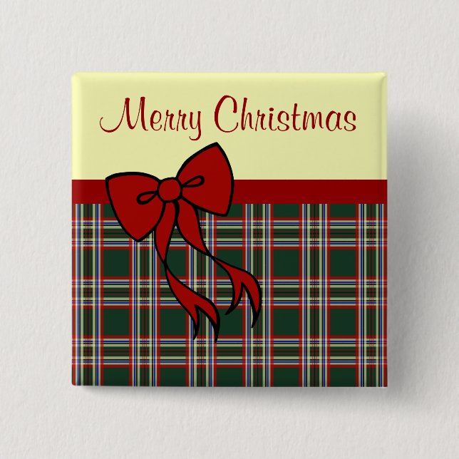 Macaron Carré 5 Cm Bouton Joyeux cadeau de Noël (Devant)