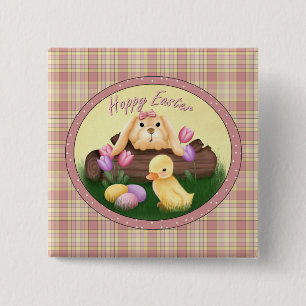 Macaron Carré 5 Cm Bouton Joyeux lapin de Pâques