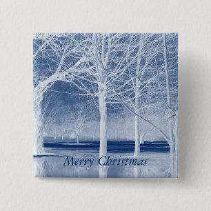 Macaron Carré 5 Cm Bouton Joyeux Noël sur glace