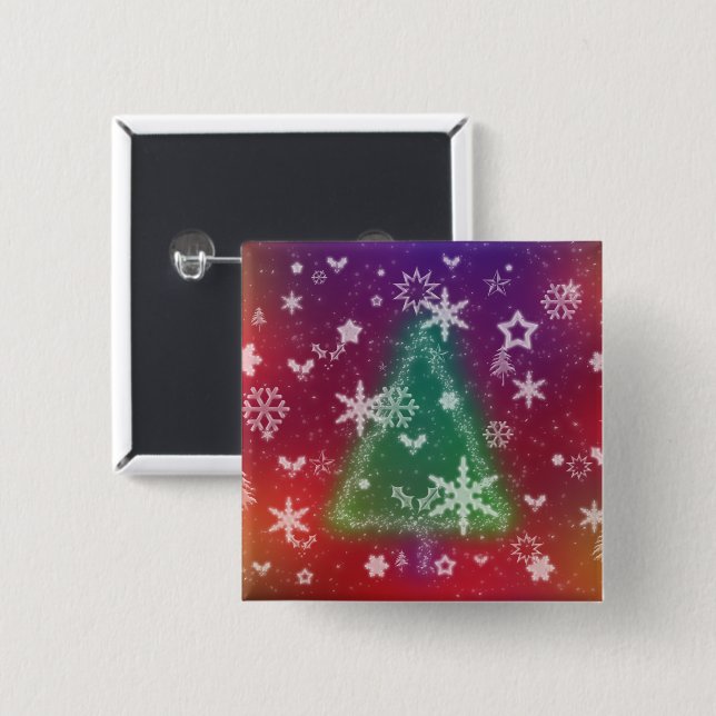 Macaron Carré 5 Cm Bouton Joyeux Petit Noël (Devant & derrière)