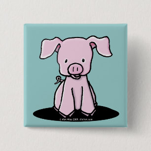Macaron Carré 5 Cm Bouton KiniArt Piglet Pin