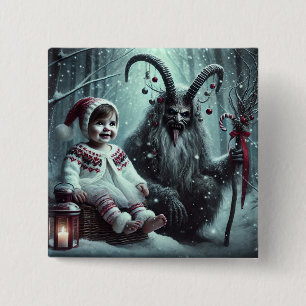 Macaron Carré 5 Cm Bouton Krampus de Noël