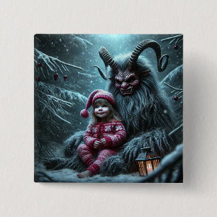 Macaron Carré 5 Cm Bouton Krampus de Noël