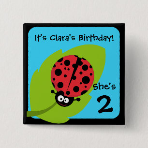 Macaron Carré 5 Cm Bouton Ladybug personnalisé