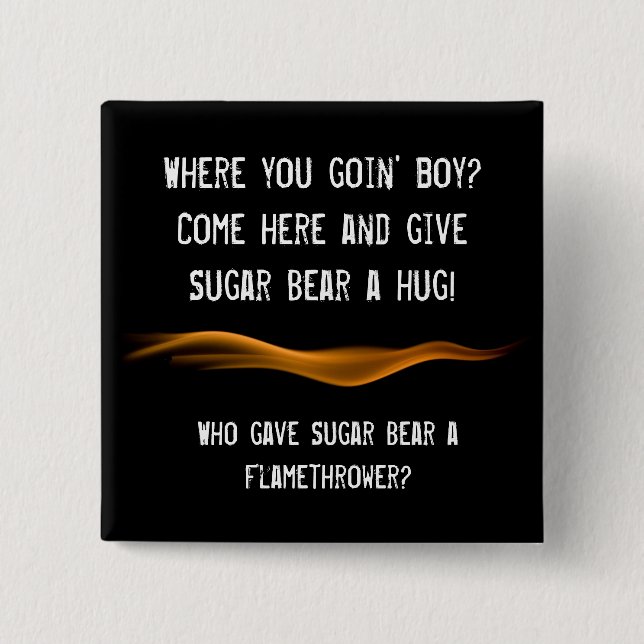 Macaron Carré 5 Cm Bouton lance-flammes (Devant)