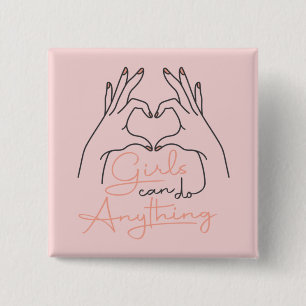 Macaron Carré 5 Cm Bouton Les Filles Peuvent Tout Faire