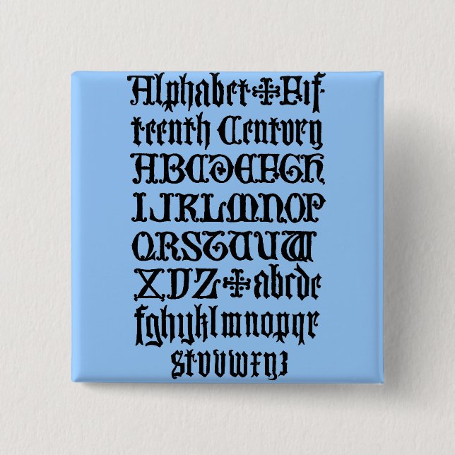 Macaron Carré 5 Cm Bouton Lettres gothiques (Devant)