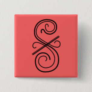 Macaron Carré 5 Cm Bouton Ligne courbe