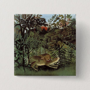 Macaron Carré 5 Cm Bouton Lion affamé de Rousseau