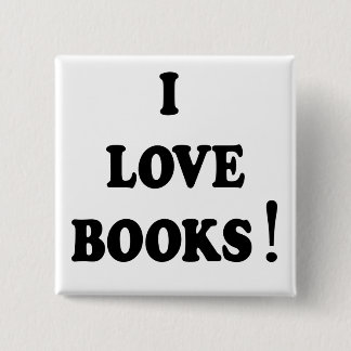 Macaron Carré 5 Cm Bouton Livres noirs "I Love Books"