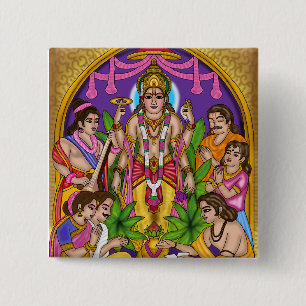 Macaron Carré 5 Cm Bouton Lord Vishnu Satyanarayan