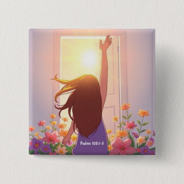 Macaron Carré 5 Cm Bouton Louange (Devant)