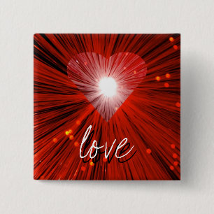Macaron Carré 5 Cm Bouton 'love' du coeur rouge