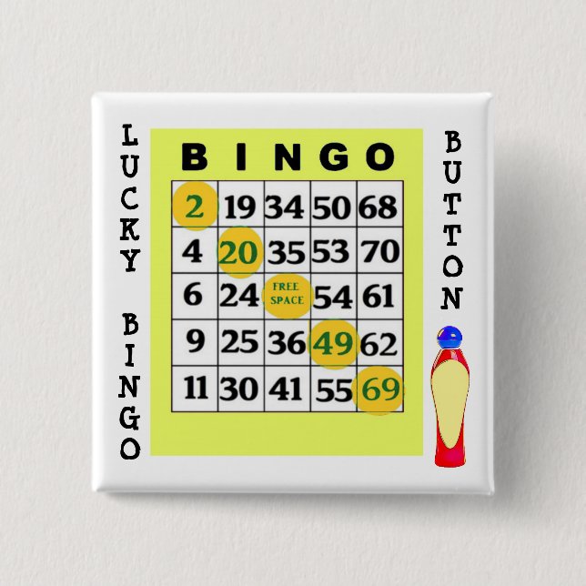 Macaron Carré 5 Cm Bouton Lucky BINGO Bouton Cartes vertes (Devant)