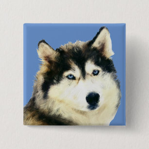 Macaron Carré 5 Cm Bouton magnifique Sibérie Husky Pin