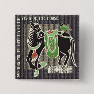 Macaron Carré 5 Cm Bouton Mah Jongg Horse