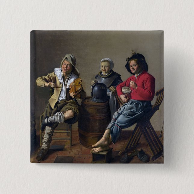 Macaron Carré 5 Cm Bouton "Making Music" de Molenaer (Devant)