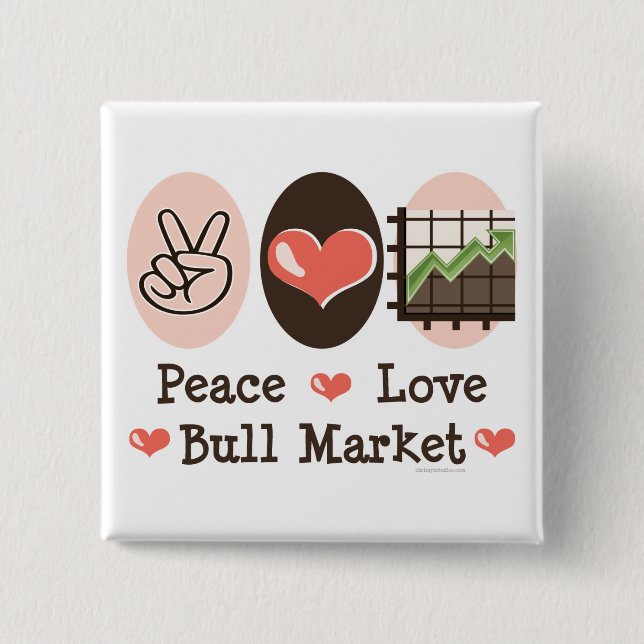 Macaron Carré 5 Cm Bouton Marché Bull Peace Love (Devant)