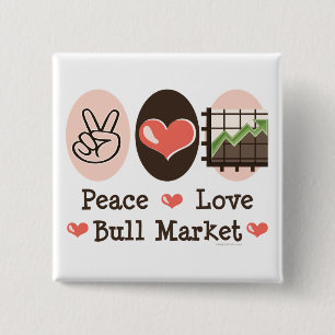 Macaron Carré 5 Cm Bouton Marché Bull Peace Love