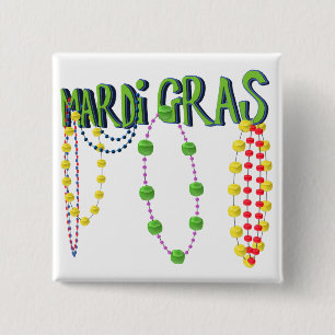 Macaron Carré 5 Cm Bouton Mardi Gras