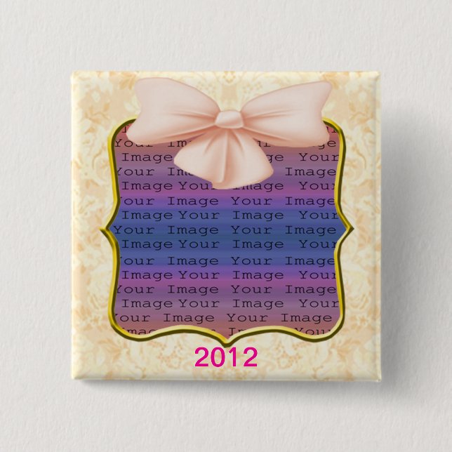 Macaron Carré 5 Cm Bouton Mariage Bow rose (Devant)